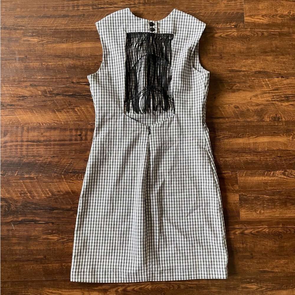 ISABELLA ROSE TAYLOR Western Fringe Keyhole Plaid Boho Sleeveless dress- small
